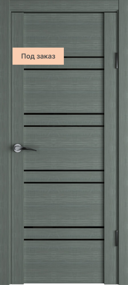 Дверь межкомнатная UniLine 30026 Остекленная стекло черная лакобель цвет Велюр Графит