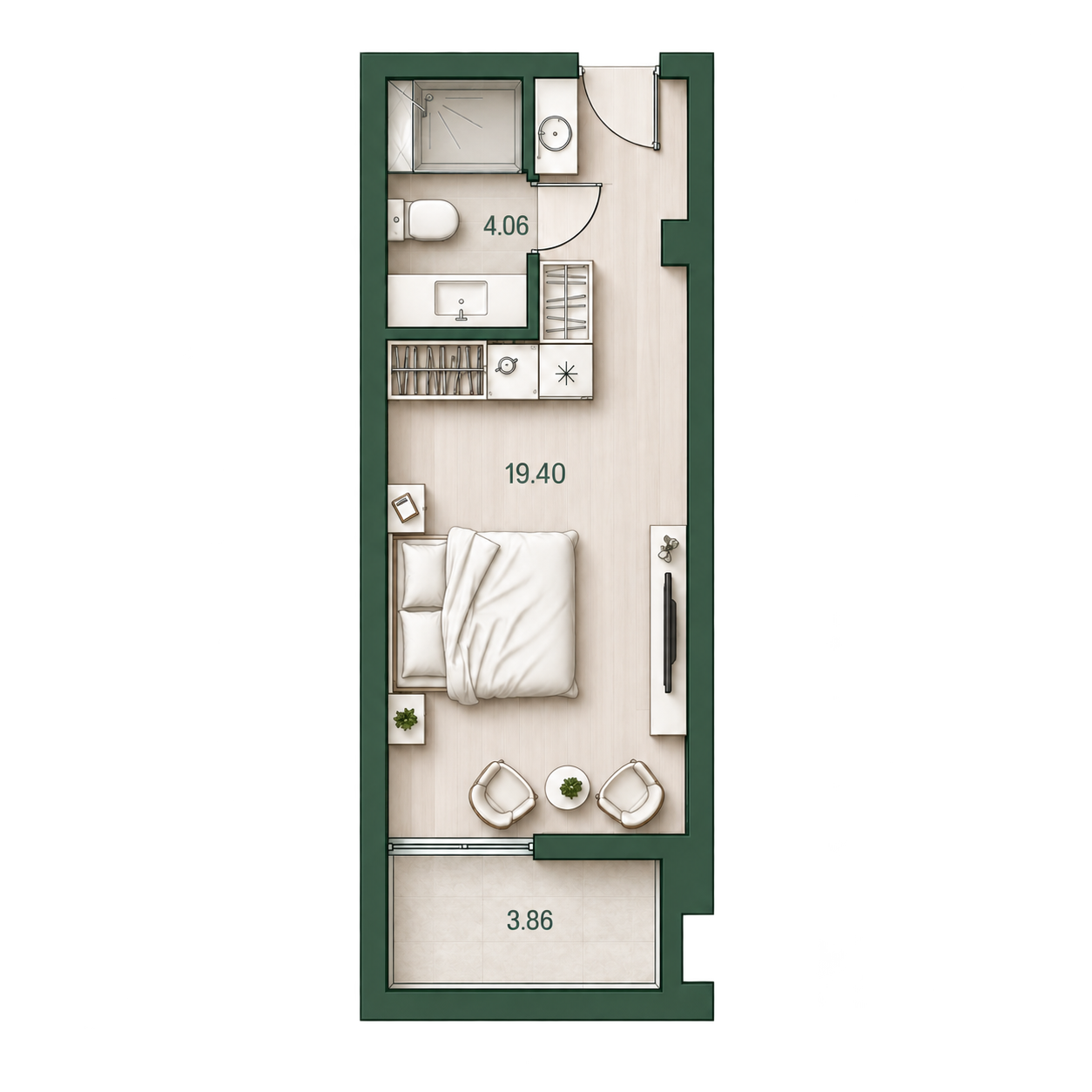 Планировка студии DARSAN Residence