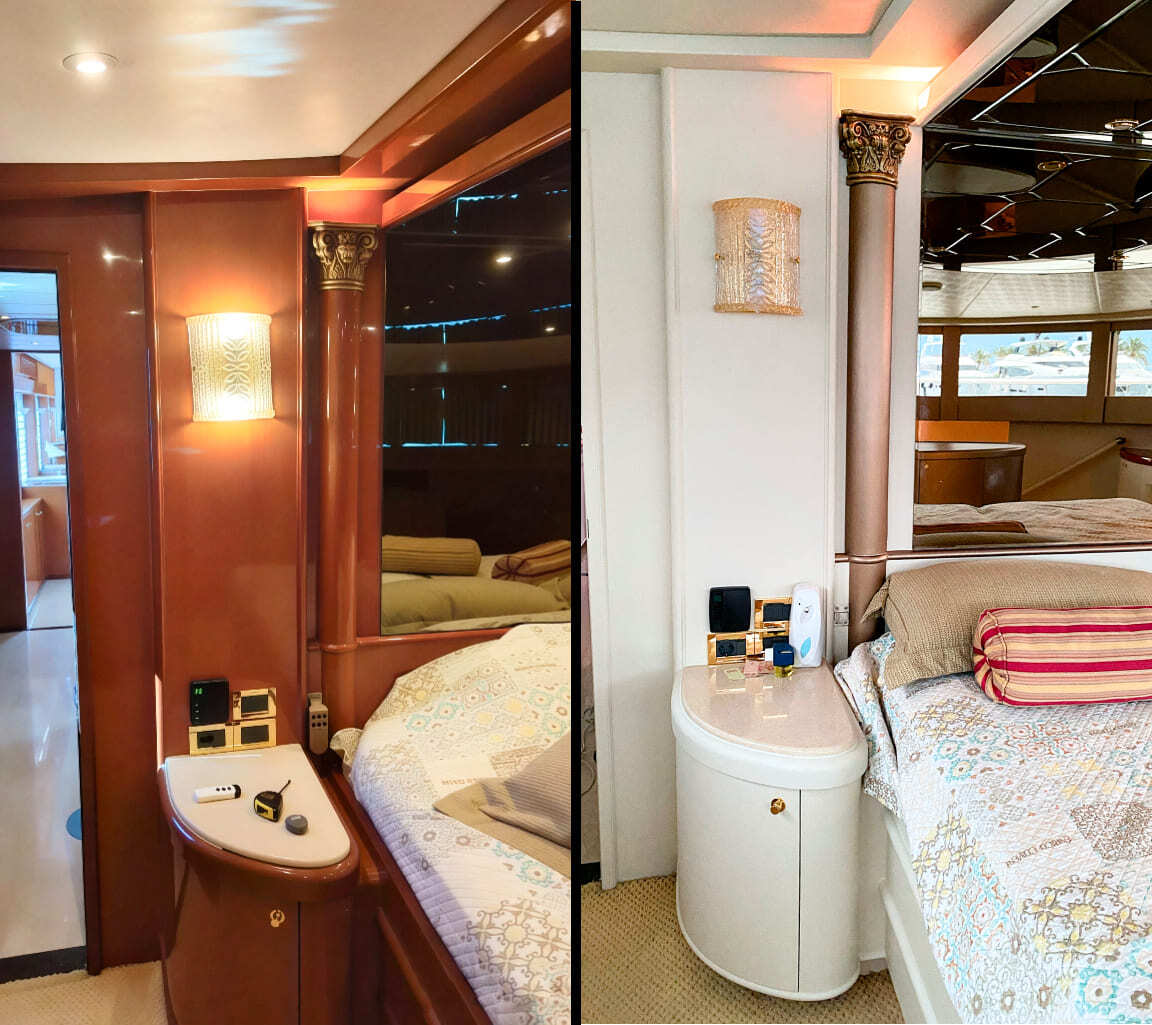 мебель на яхте до и после оклейки в белую плёнку