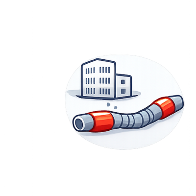 Соединение зданий гибкой теплоизолированной теплотрассой