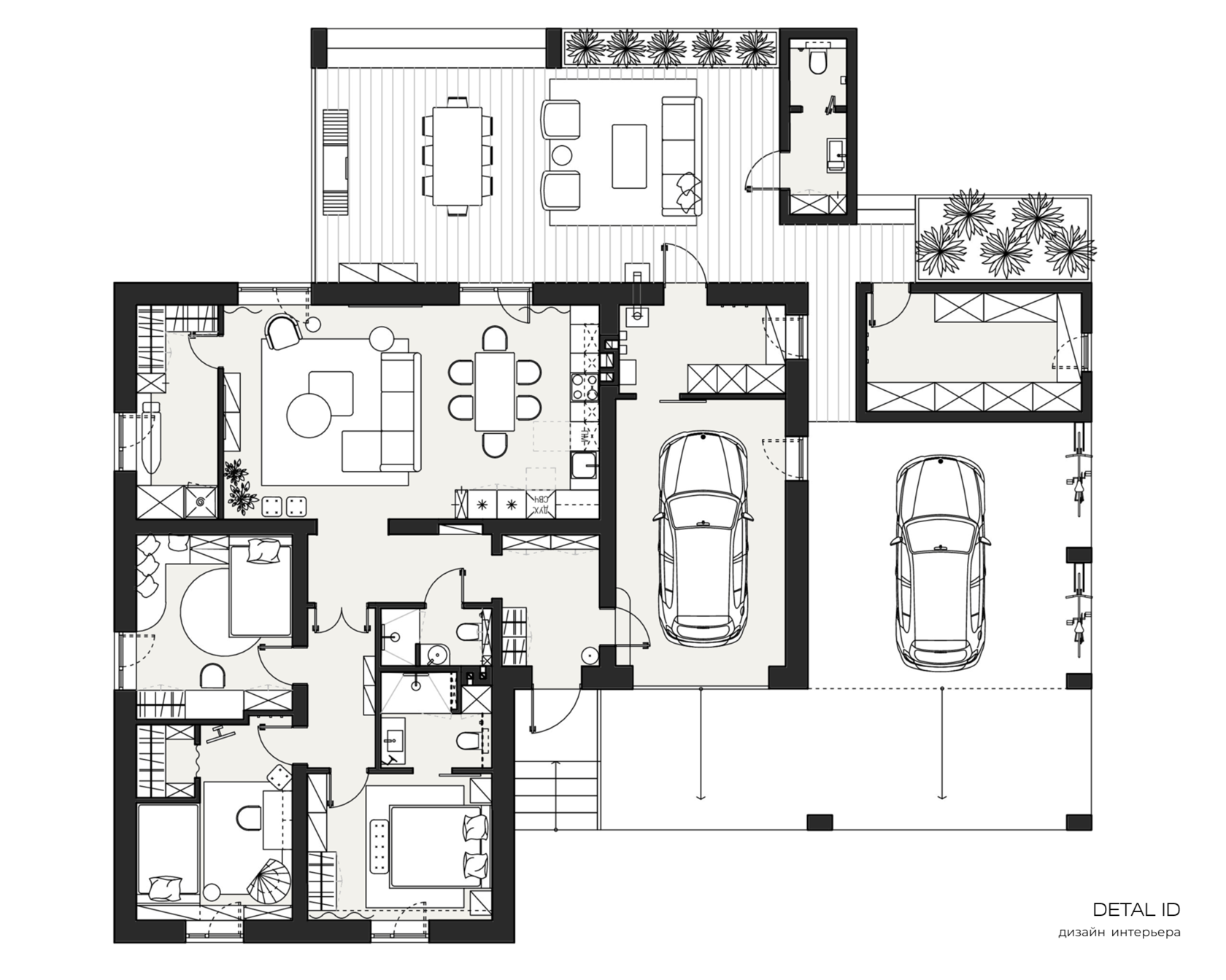 планировка дома с террасой от Detal ID