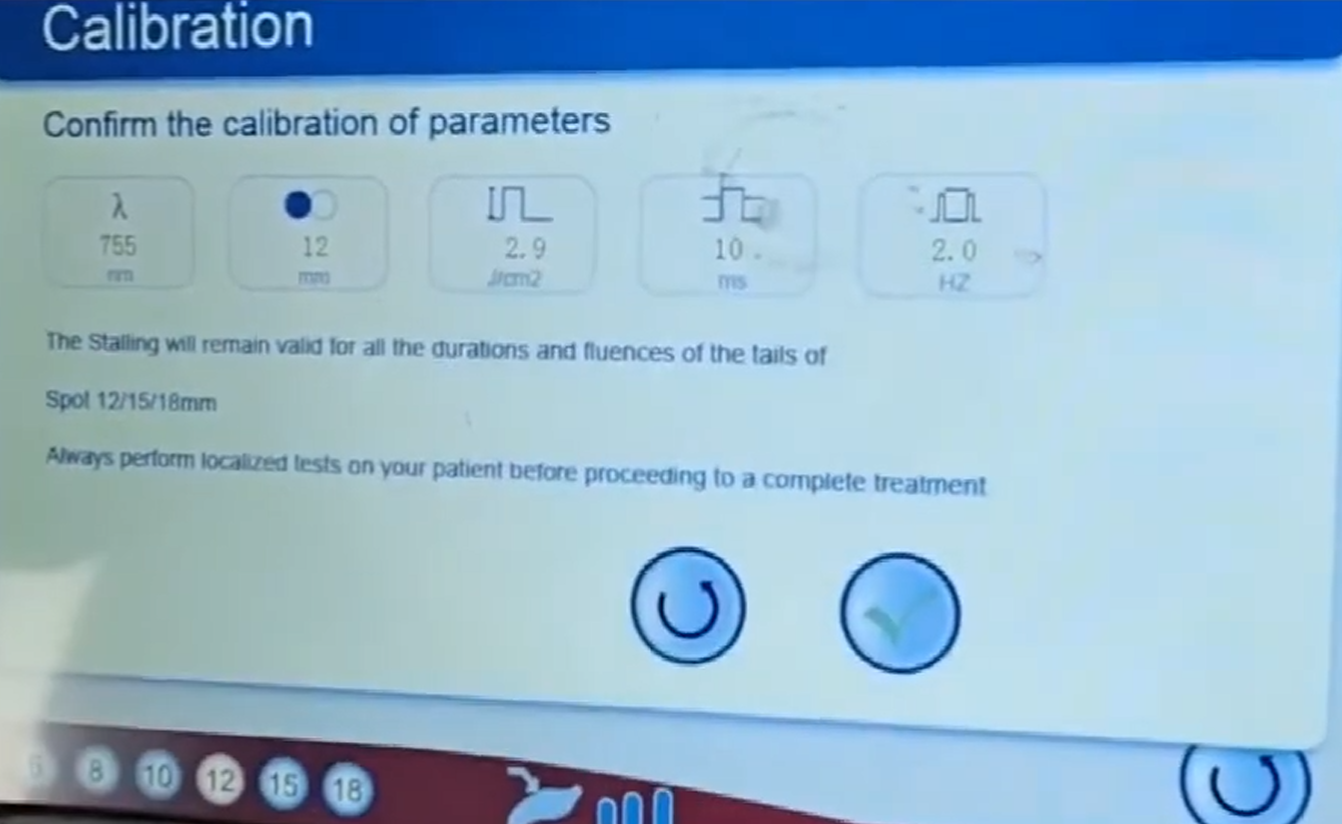 Процесс калибровки аппарата Candela PRO