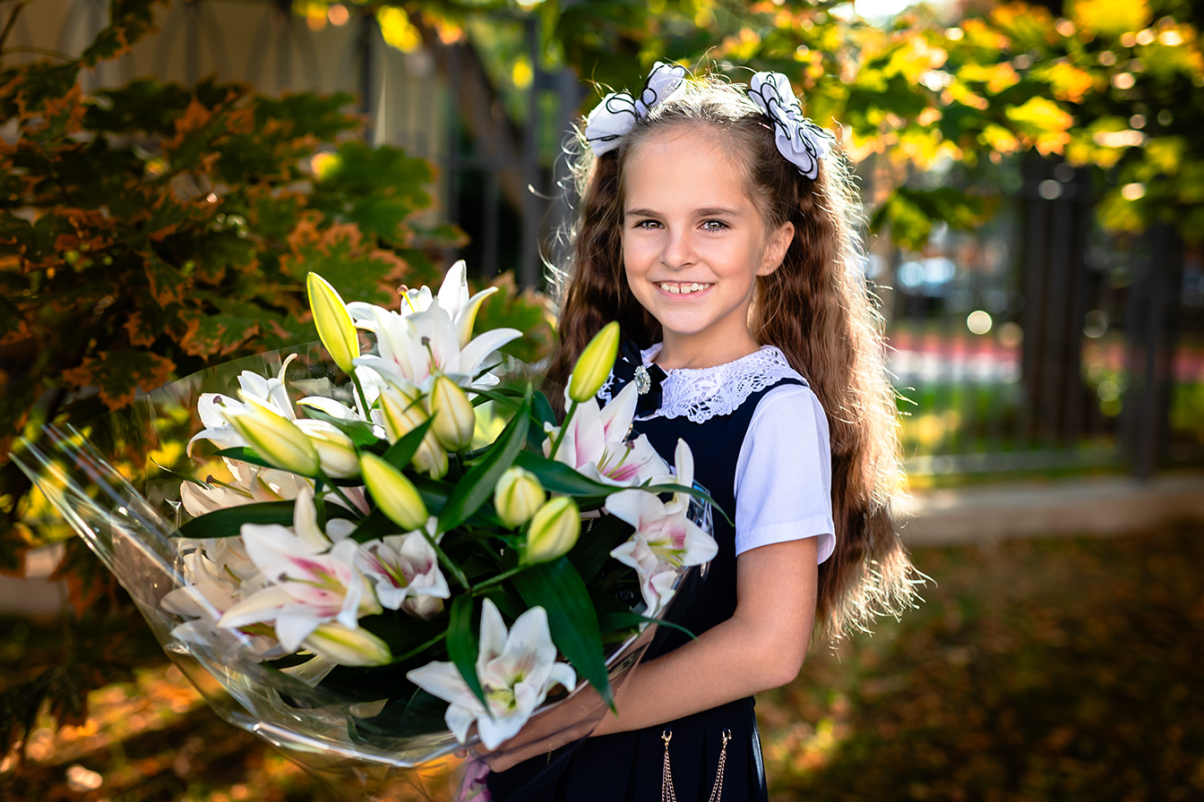 Первоклассник на фотосъёмке 1 сентября