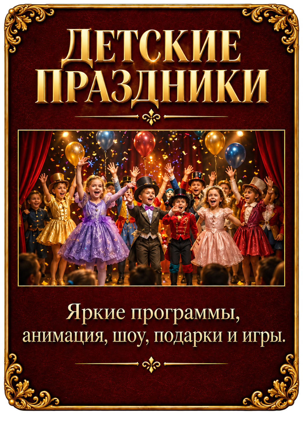 Детские праздники. Яркие программы, анимация, шоу, подарки и игры.