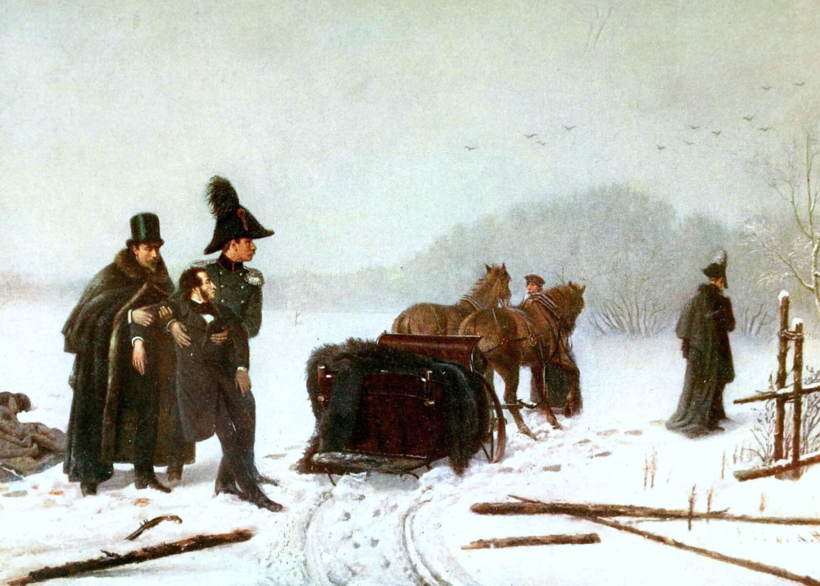 Дуэль Пушкина с Дантесом, художник А. А. Наумов, 1884 год