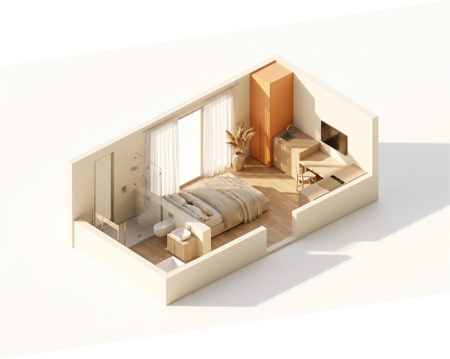 Floor plan Studio 21.2 m² – Zen Gardens, Bar