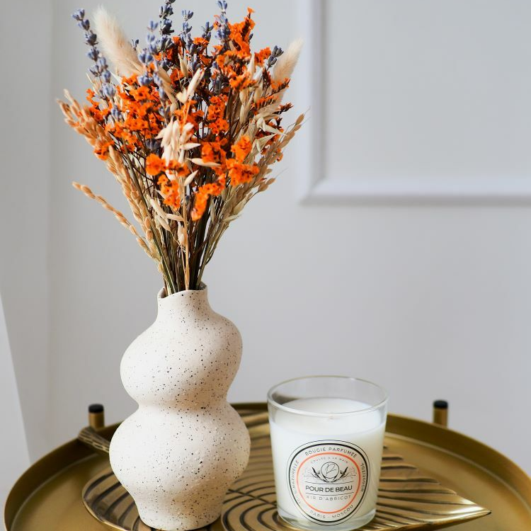 мини букет из сухоцветов и свеча на выбор