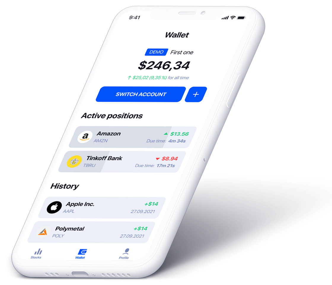 Экран смартфона с открытым на нем приложением Margin Trade