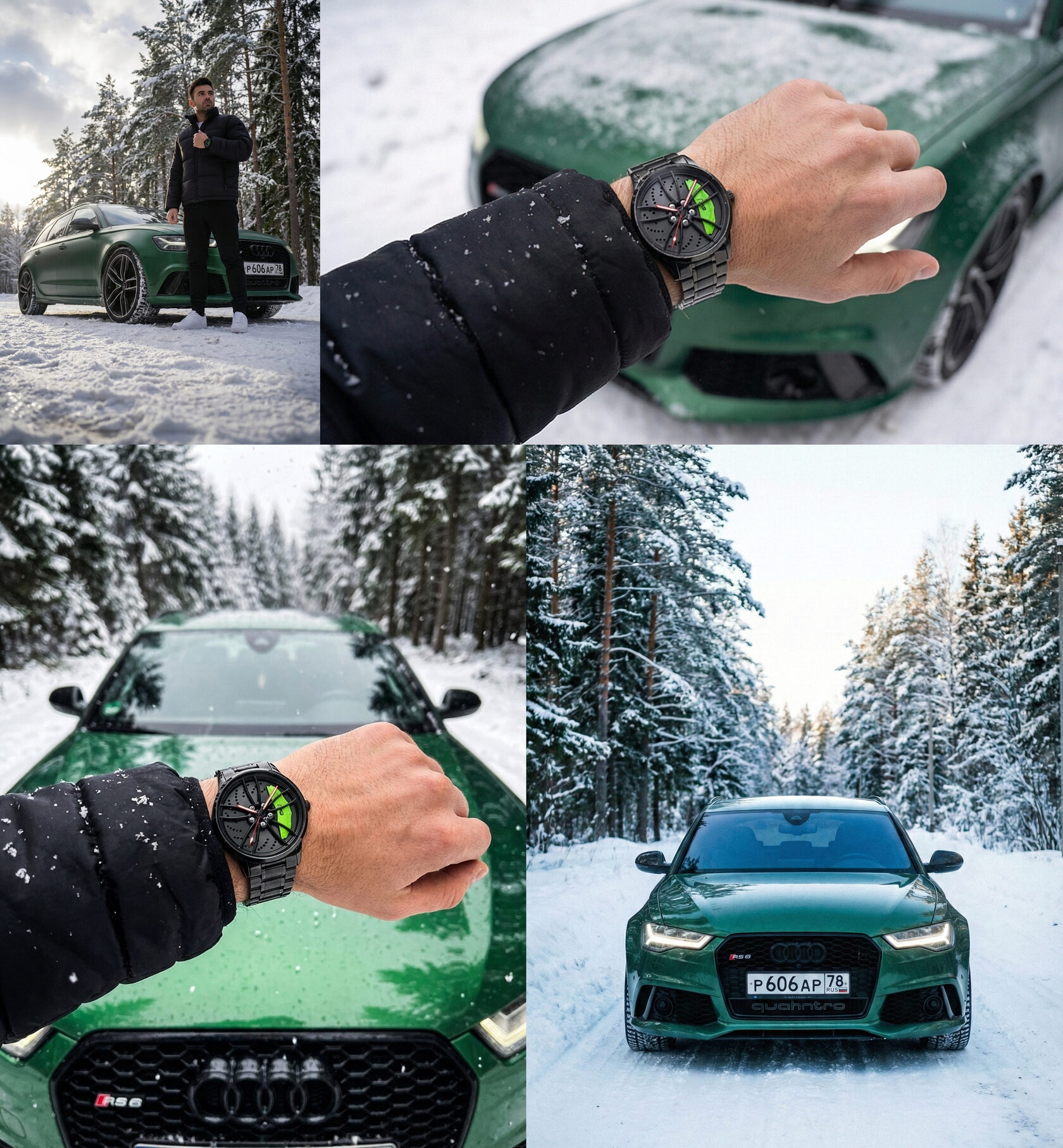 Фотосессия наручных часов jeTime на руке, премиальный стиль, автомобильная эстетика