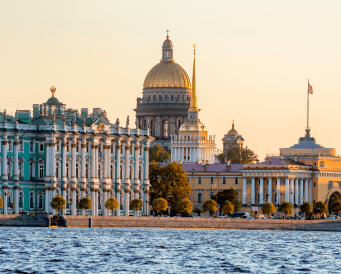 palace embankment on the neva river with the hermitage and saint isaac&amp;amp;#39;s cathedral