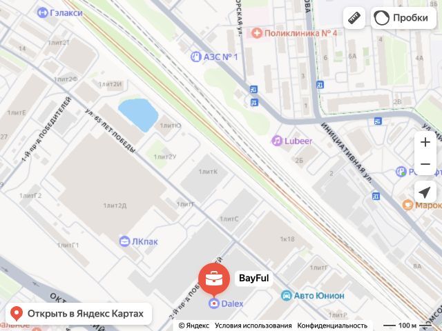 Снимок Яндекс Карты с отметкой BayFul