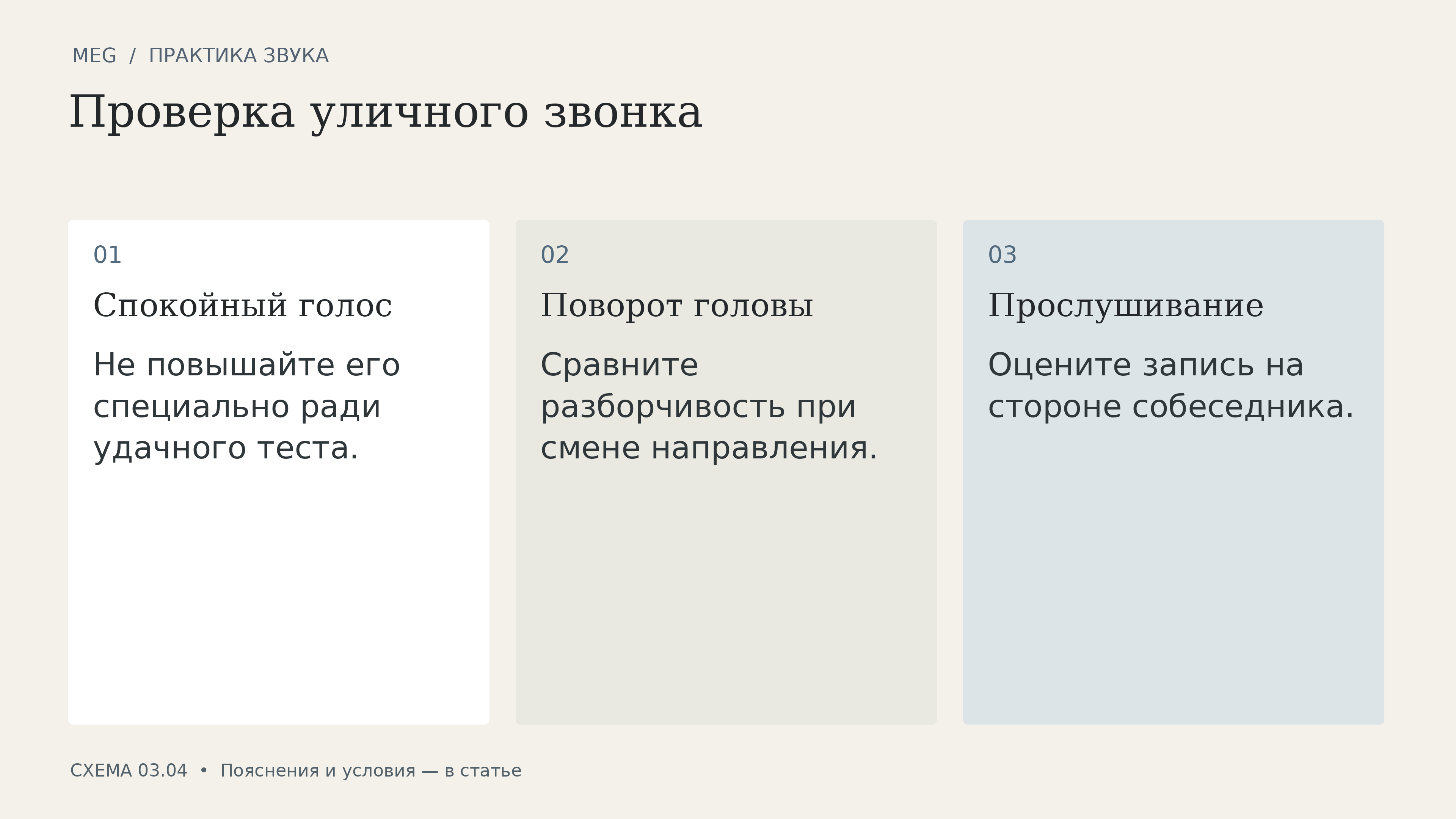 Проверка уличного звонка: спокойный голос, поворот головы, прослушивание