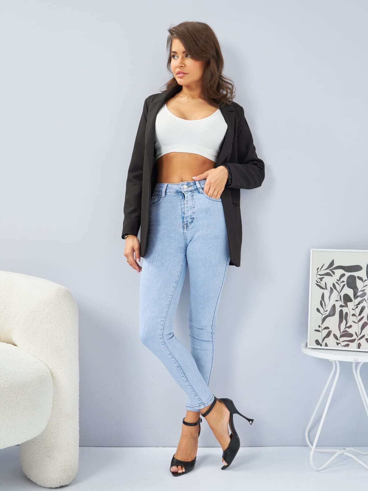 Джинсы женские скинни с высокой посадкой стрейч