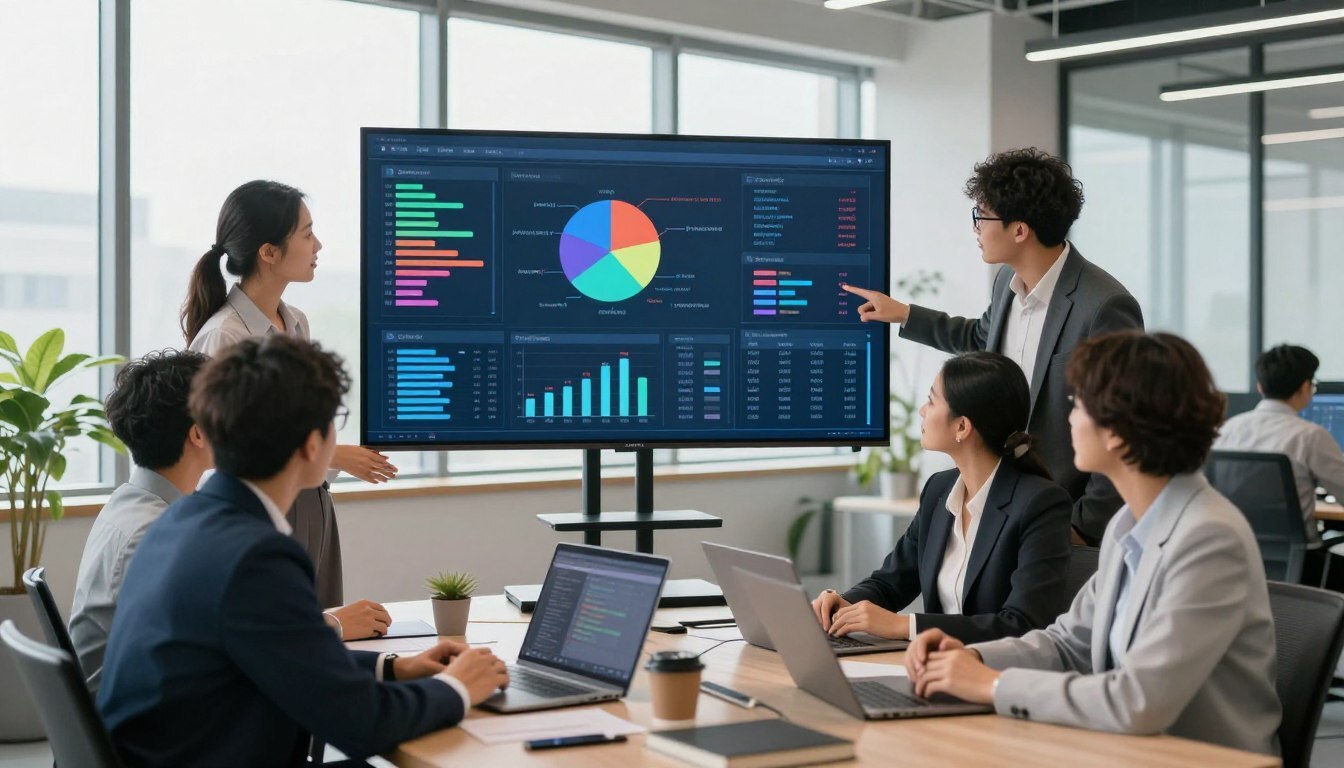 A dynamic office environment illustrating the concept of success conversion metrics. 