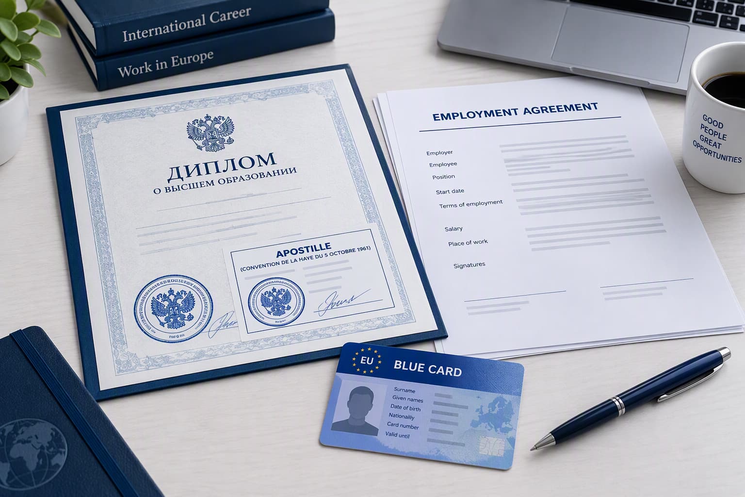 Blue Card: диплом, признание и апостиль