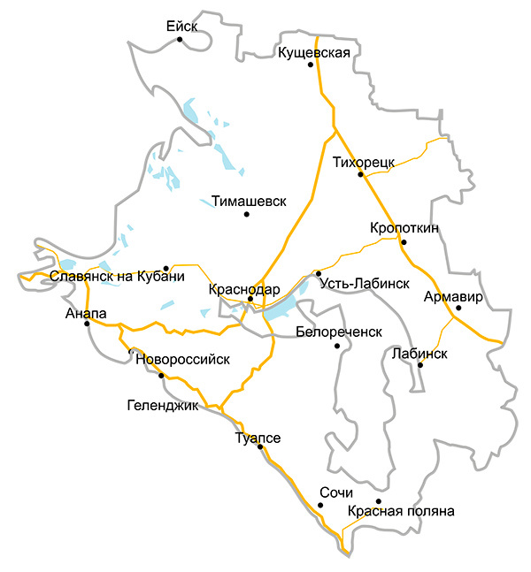 Карта Краснодарского края