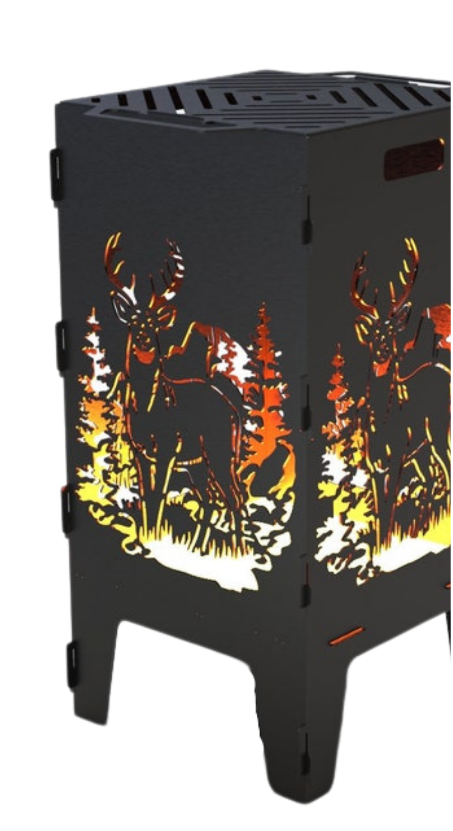 очаг кованый с узором в виде оленя 