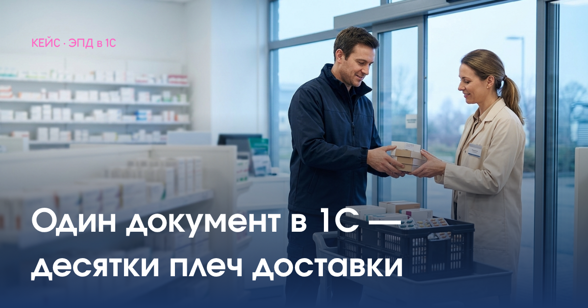 Приёмка лекарств в упаковках и блистерах у аптеки — доставка фарм-дистрибуции и оформление ЭПД из 1С