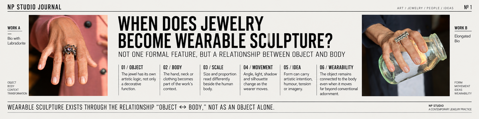 NP Studio Journal infographic: when jewelry becomes wearable sculpture