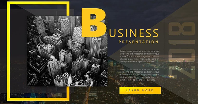 тёмная тема на слайде жёлтые элементы