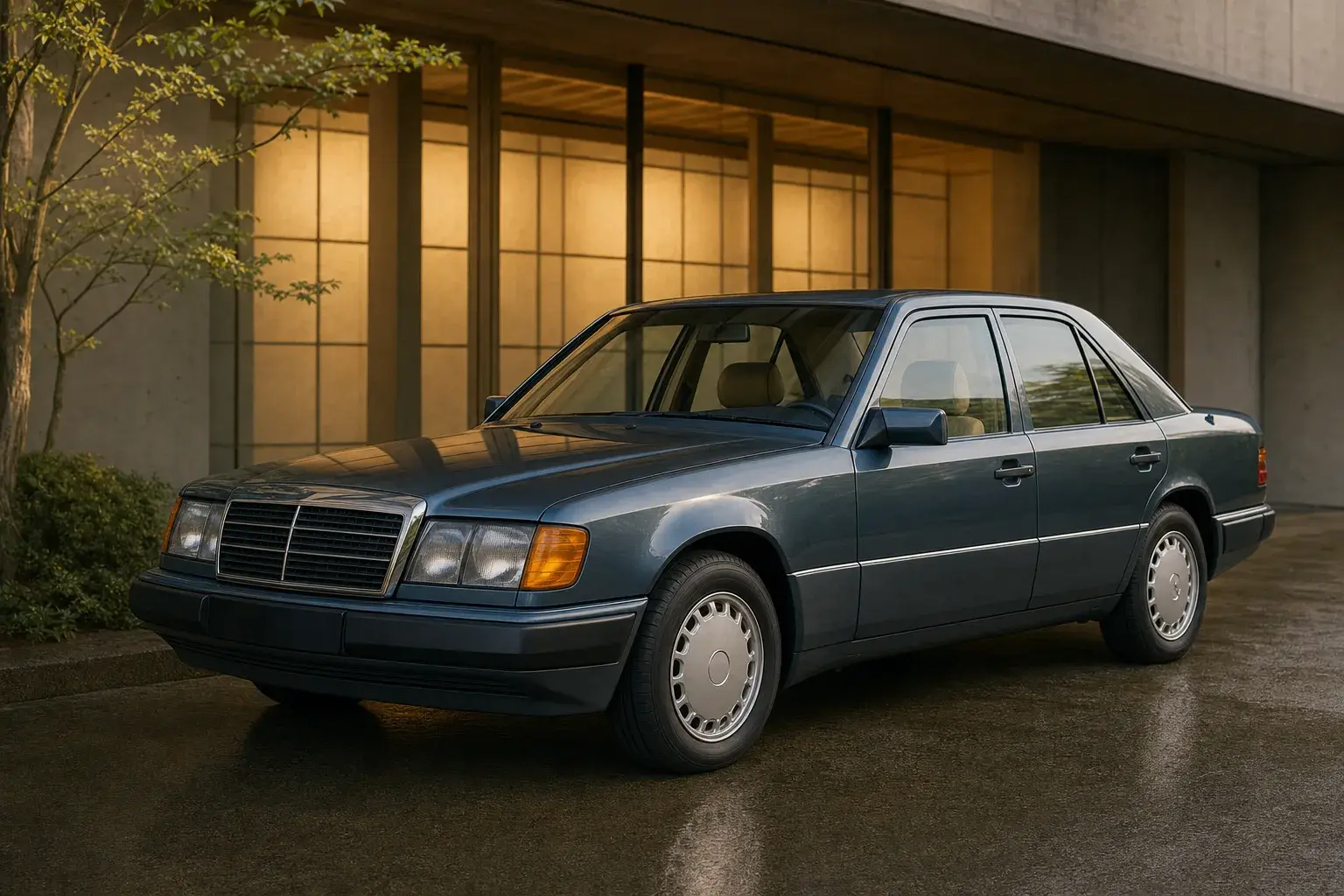Атмосферная иллюстрация классического седана W124; не автомобиль в наличии