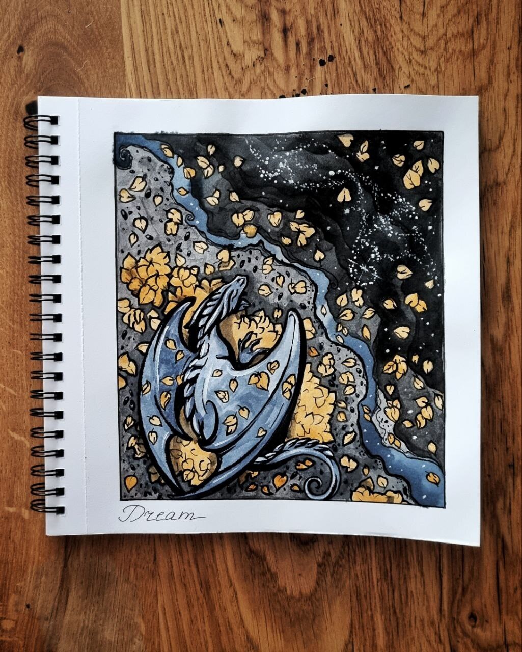 Страница истории о драконе, Inktober 2023