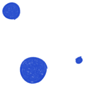 три Чернильные точки нарисованные синим карандашом