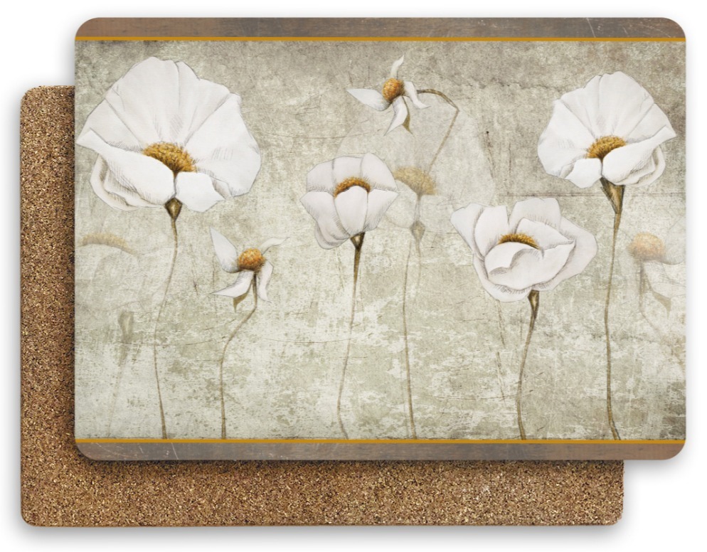 Салфетки сервировочные "Белые маки" прямоугольные
