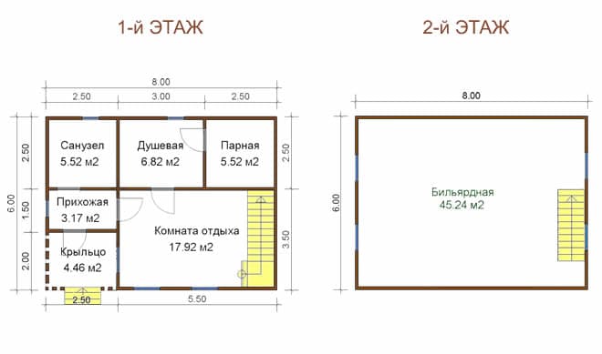 Баня с бильярдной комнатой проект