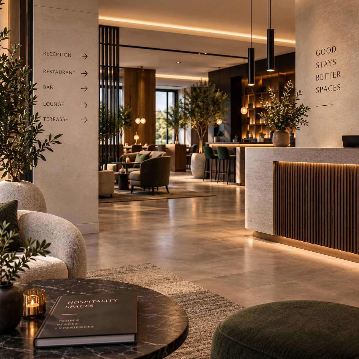 Wohnzimmer mit Sofa und Pflanze
