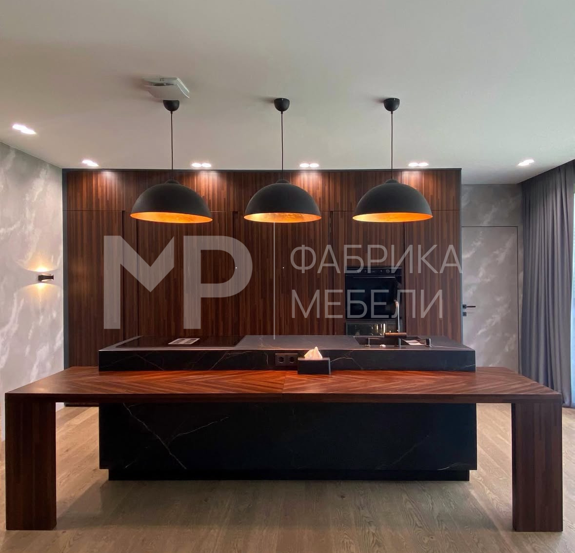 кухня с островом в стиле лофт