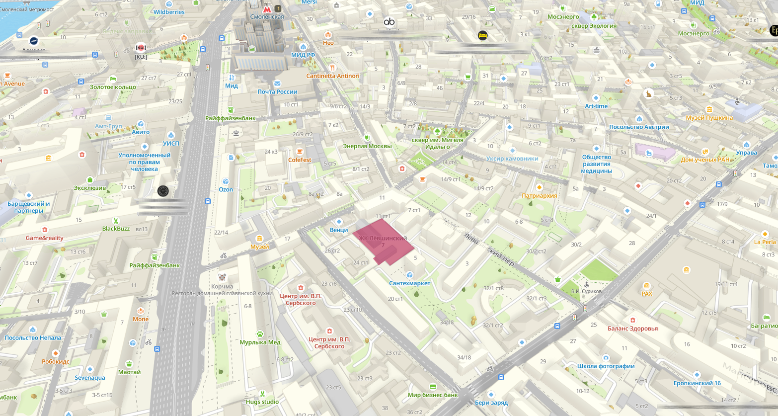 Пятно застройки ЖК Малый Левшинский, 7