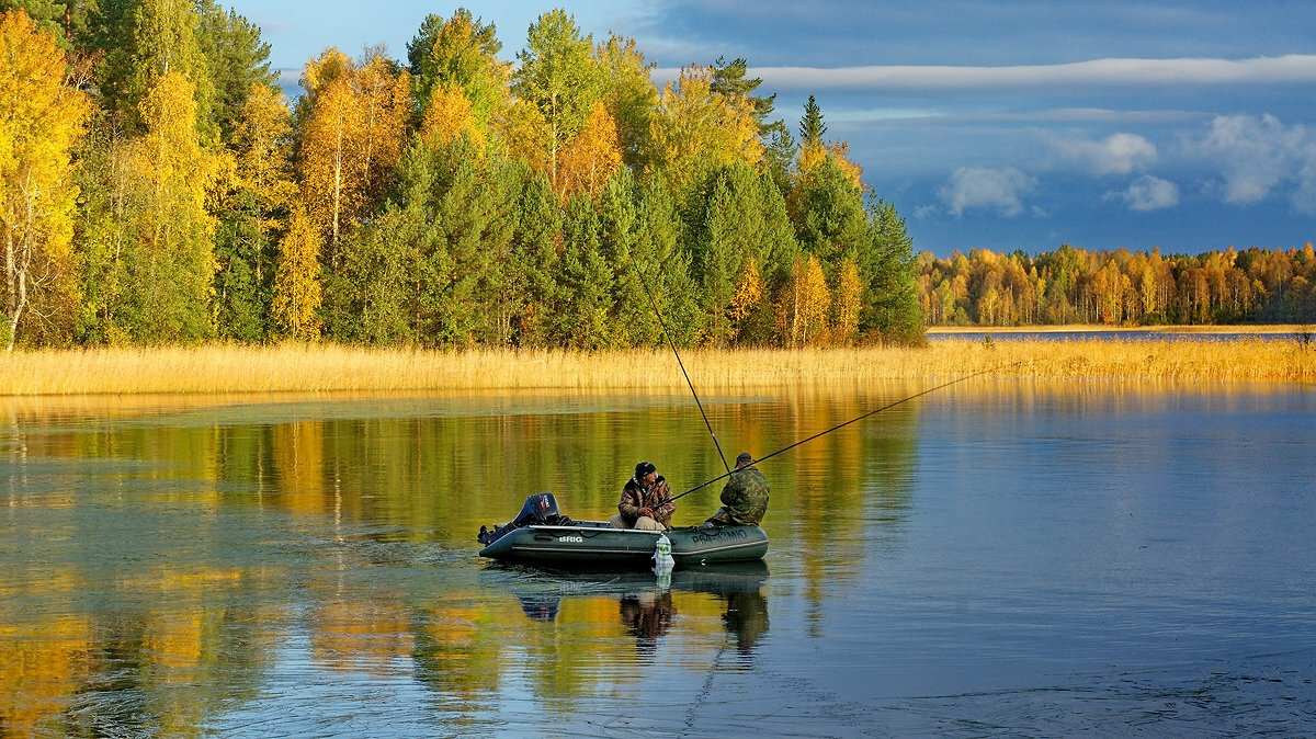 Карелия осень лодка