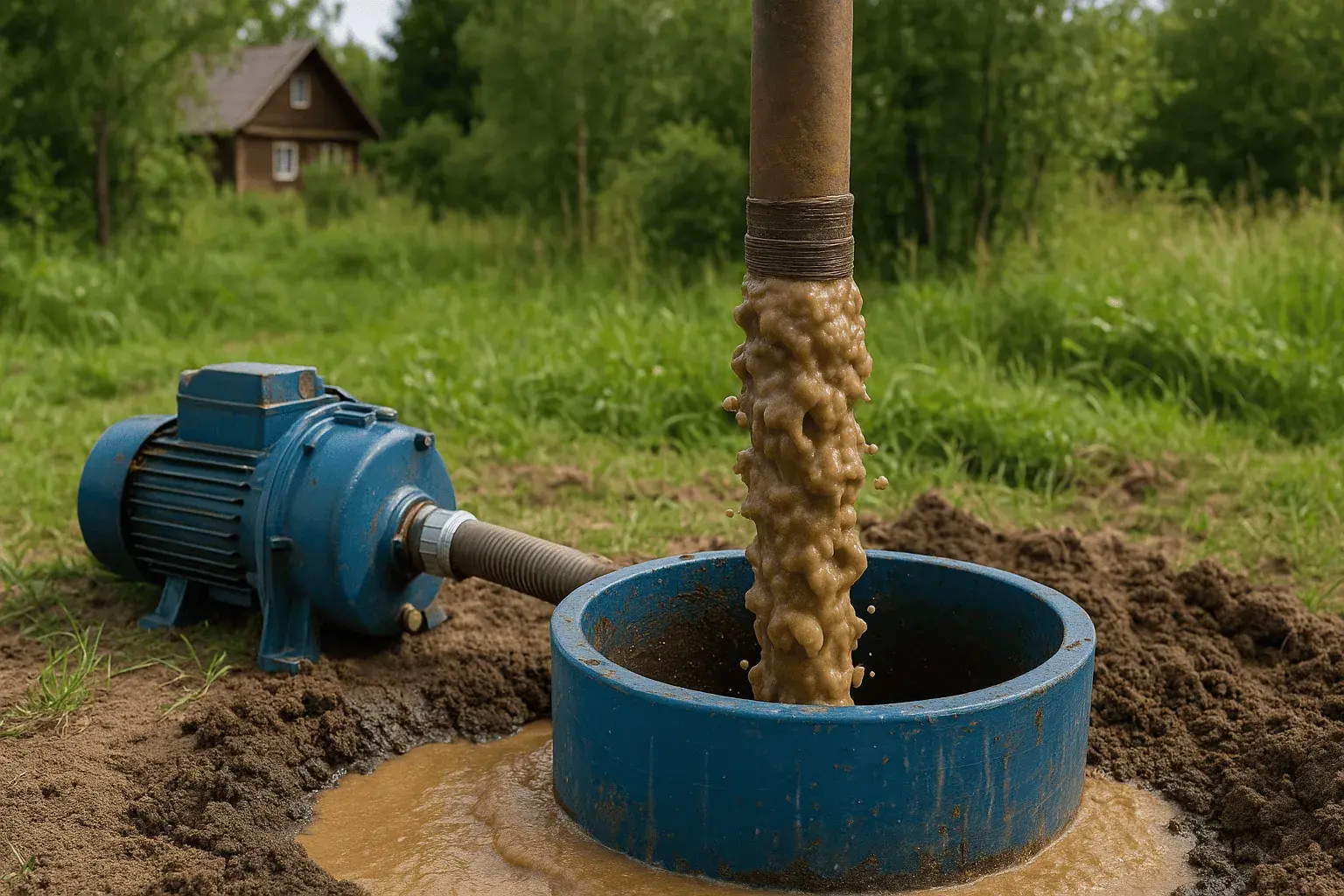 Чистка скважины от песка и ила