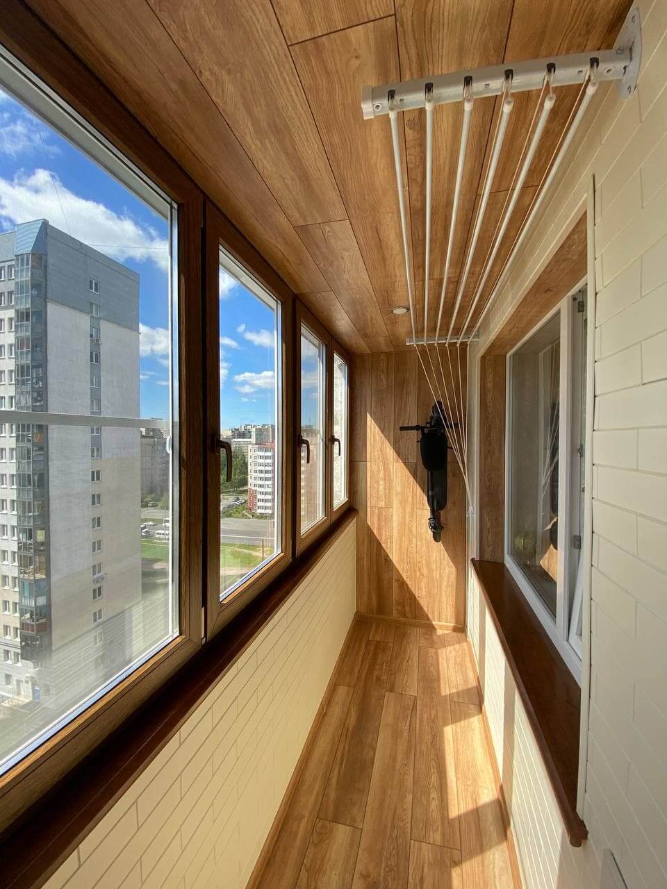 Фото отделки балконов ламинатом