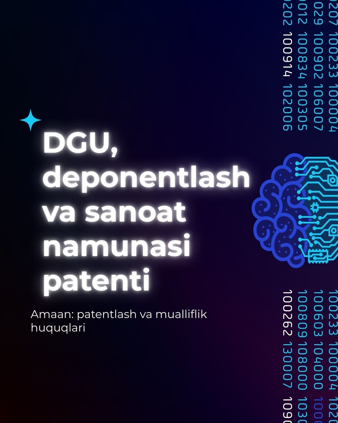 DGU, deponentlash va sanoat namunasi patenti