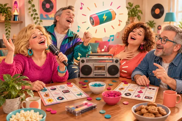 Тематическая иллюстрация к игре МУЗЫКАЛЬНОЕ ЛОТО.90-Е!