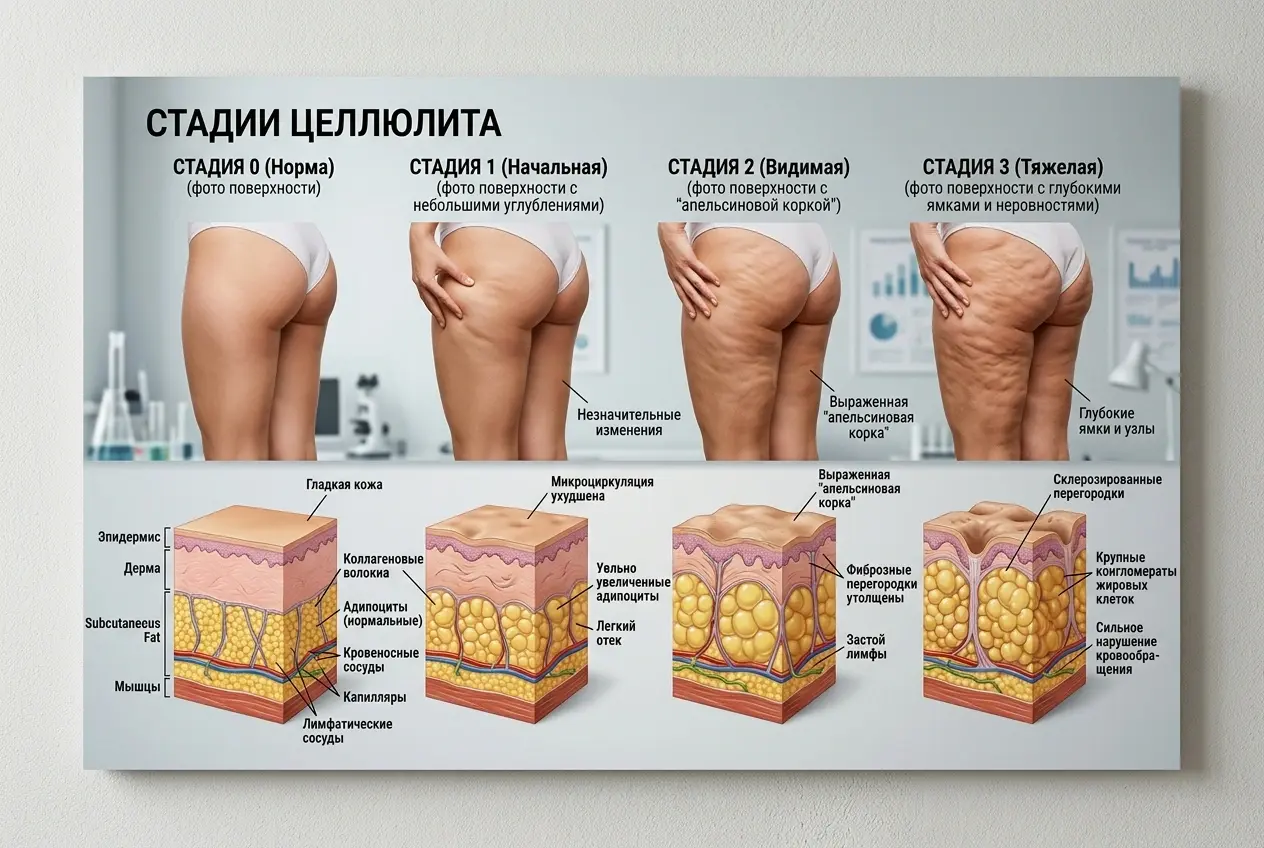 стадии целлюлита