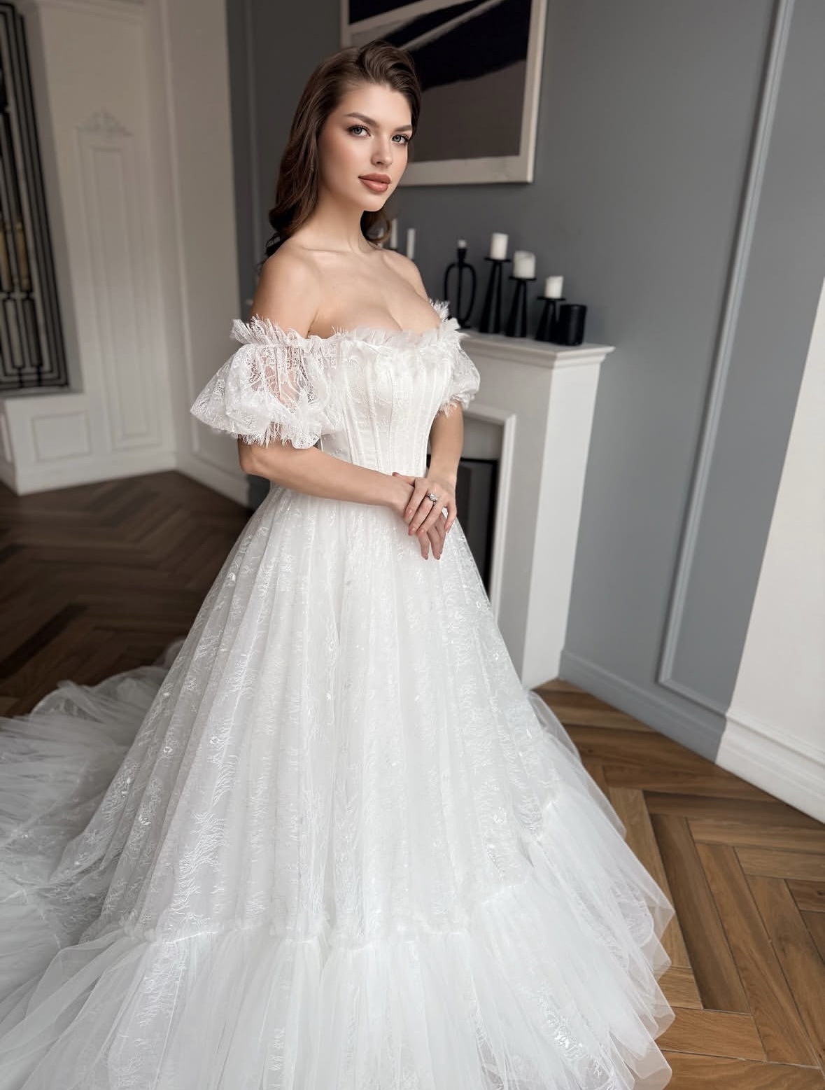 пышное кружевное свадебное платье Ростов прокат