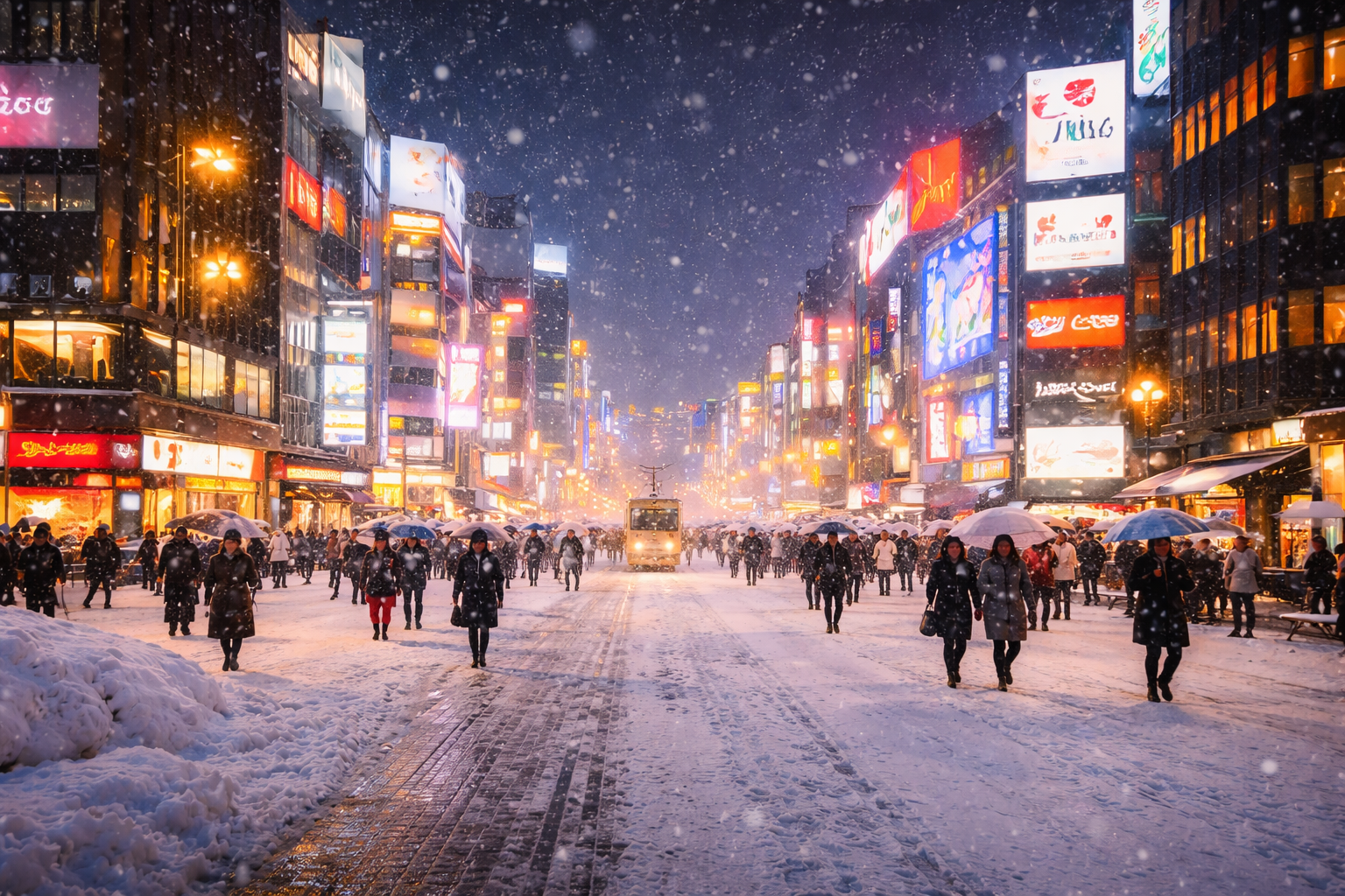 Зимний Саппоро вечером