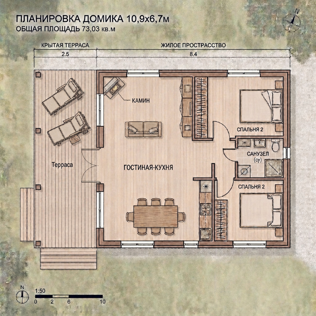 Планировка модульного дома L-56