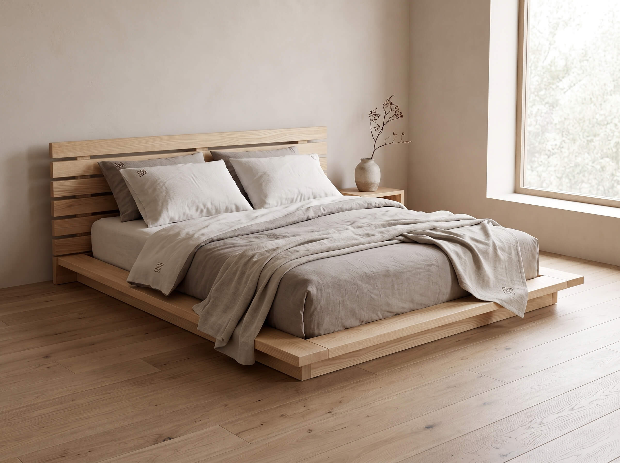 Кровать-татами Treebed из массива дерева в интерьере