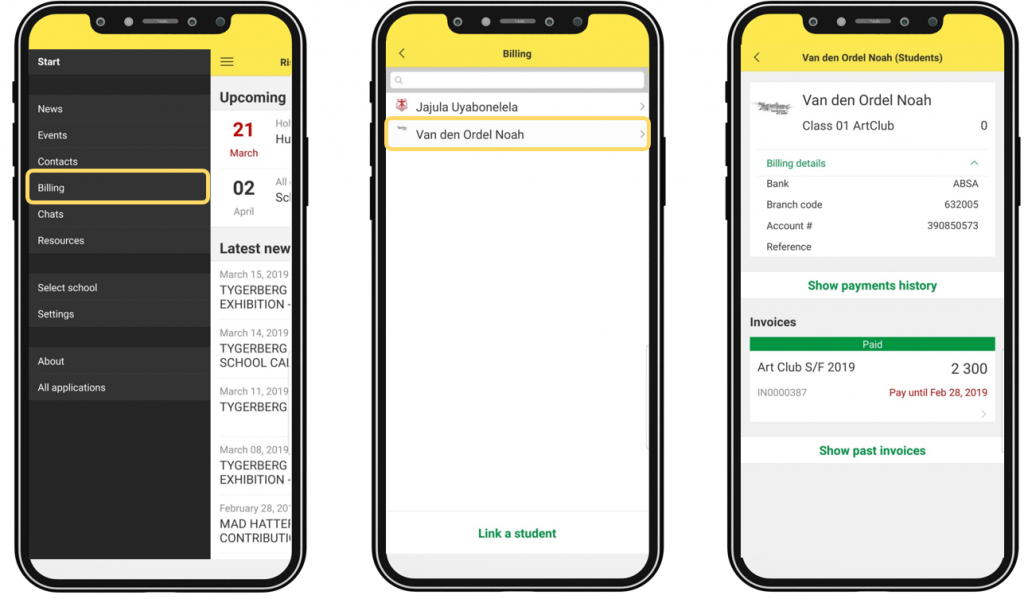 live billing on Rise School Communicator