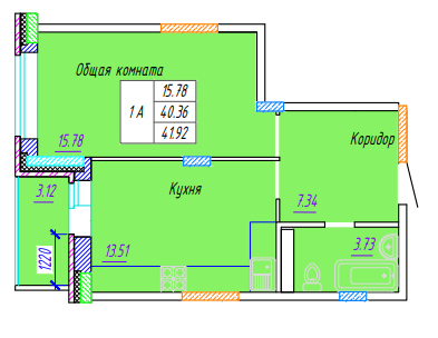 ЖК Волжская тройка планировка однокомнатной квартиры
