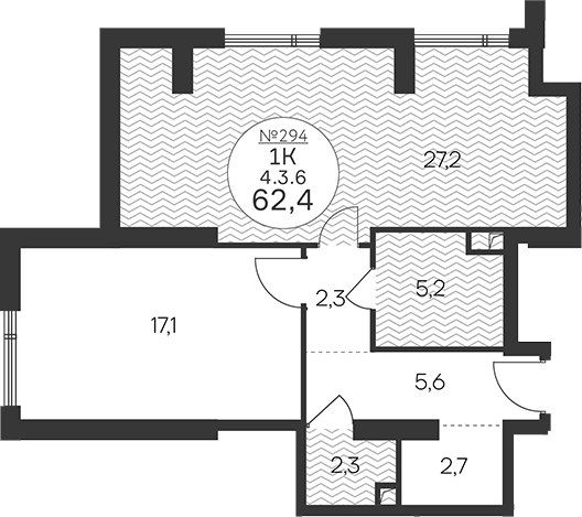 2-комн 60,9 м²