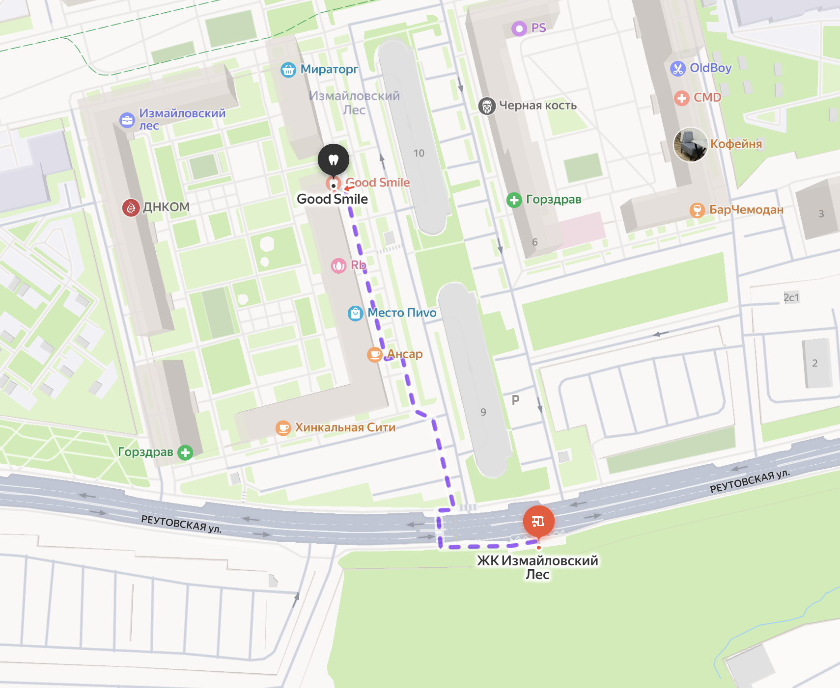 Маршрут на карте