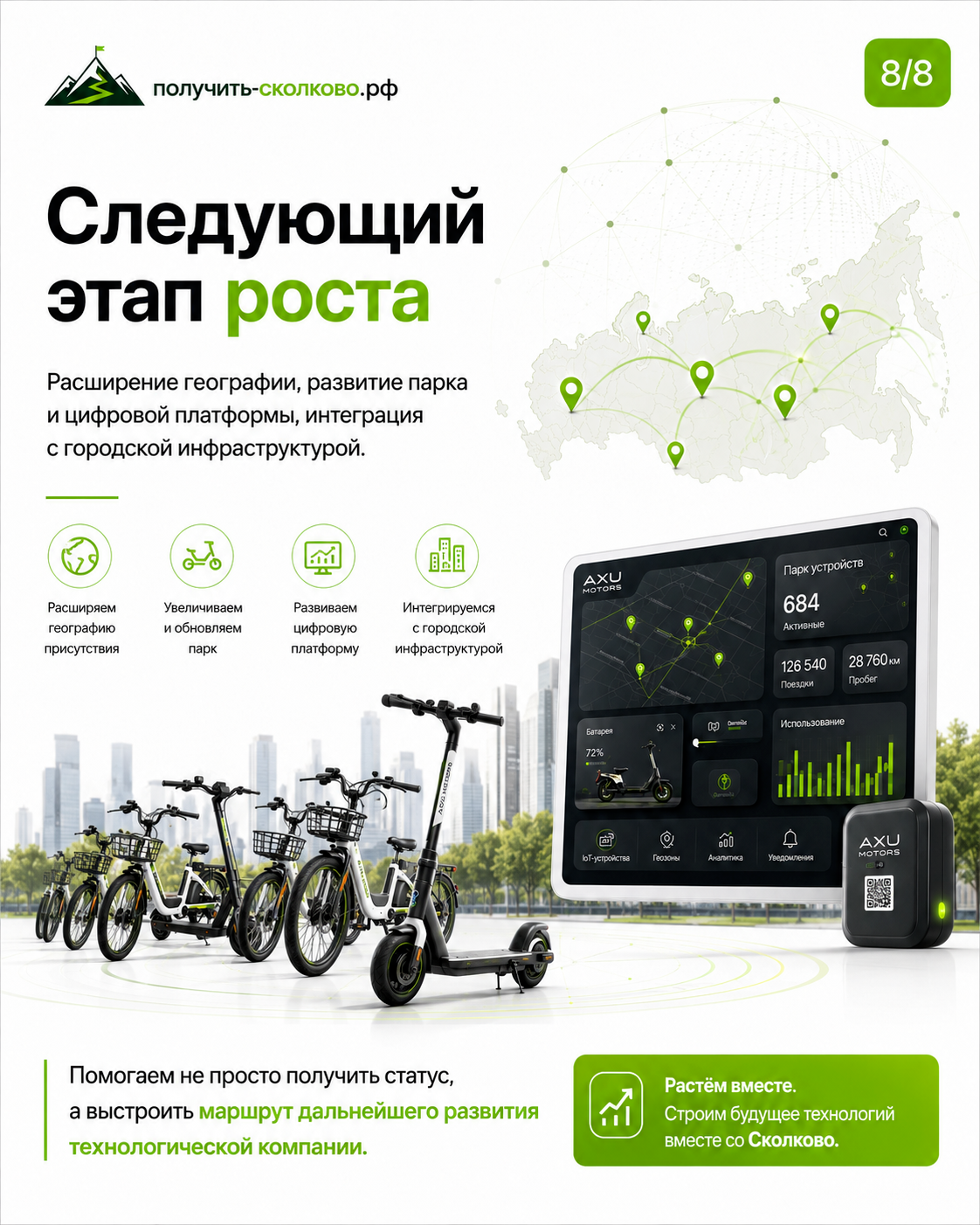 Материал AXU Motors для кейса о статусе Сколково