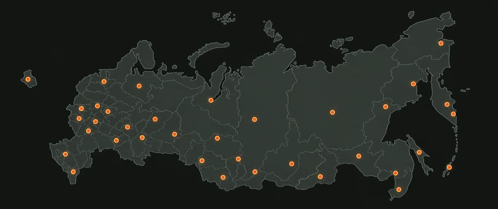 Карта России с географией реализованных проектов Тайпарк