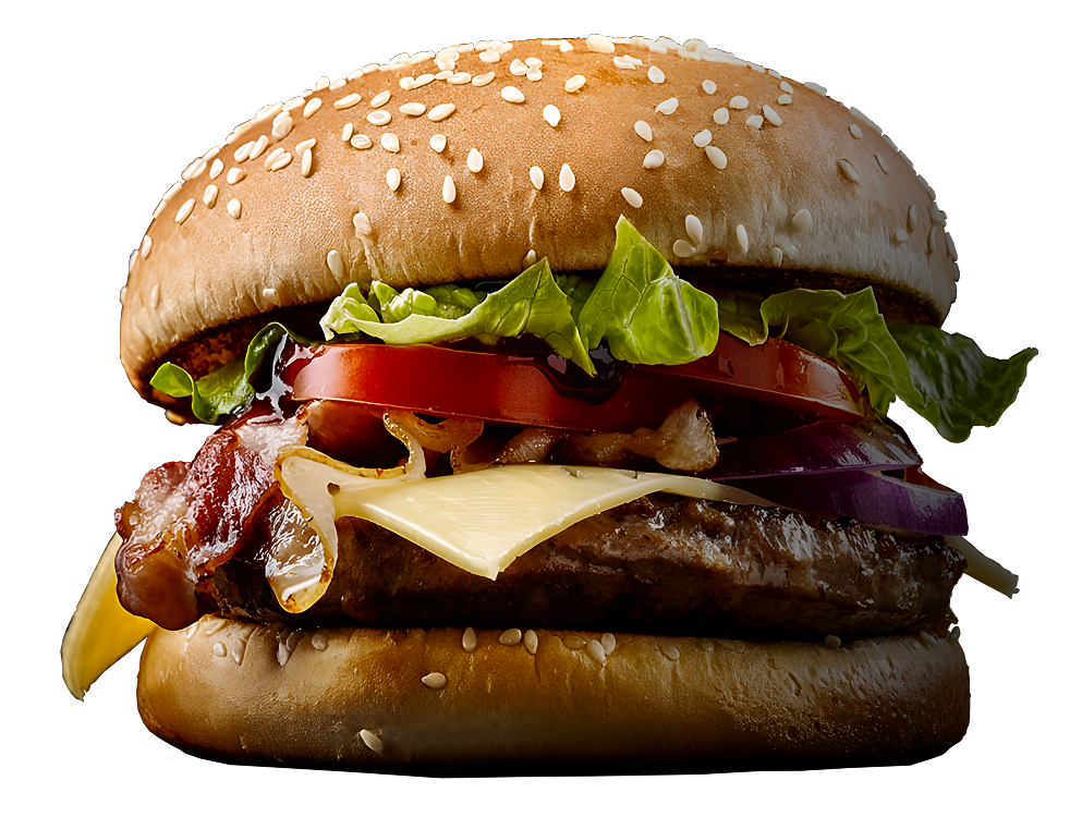 Большой, горячий и вкусный бургер