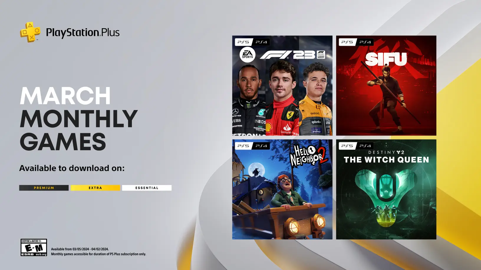 Ежемесячные игры PlayStation Plus за март: EA Sports F1 23, Sifu, Hello  Neighbor 2, Destiny 2: Witch Queen